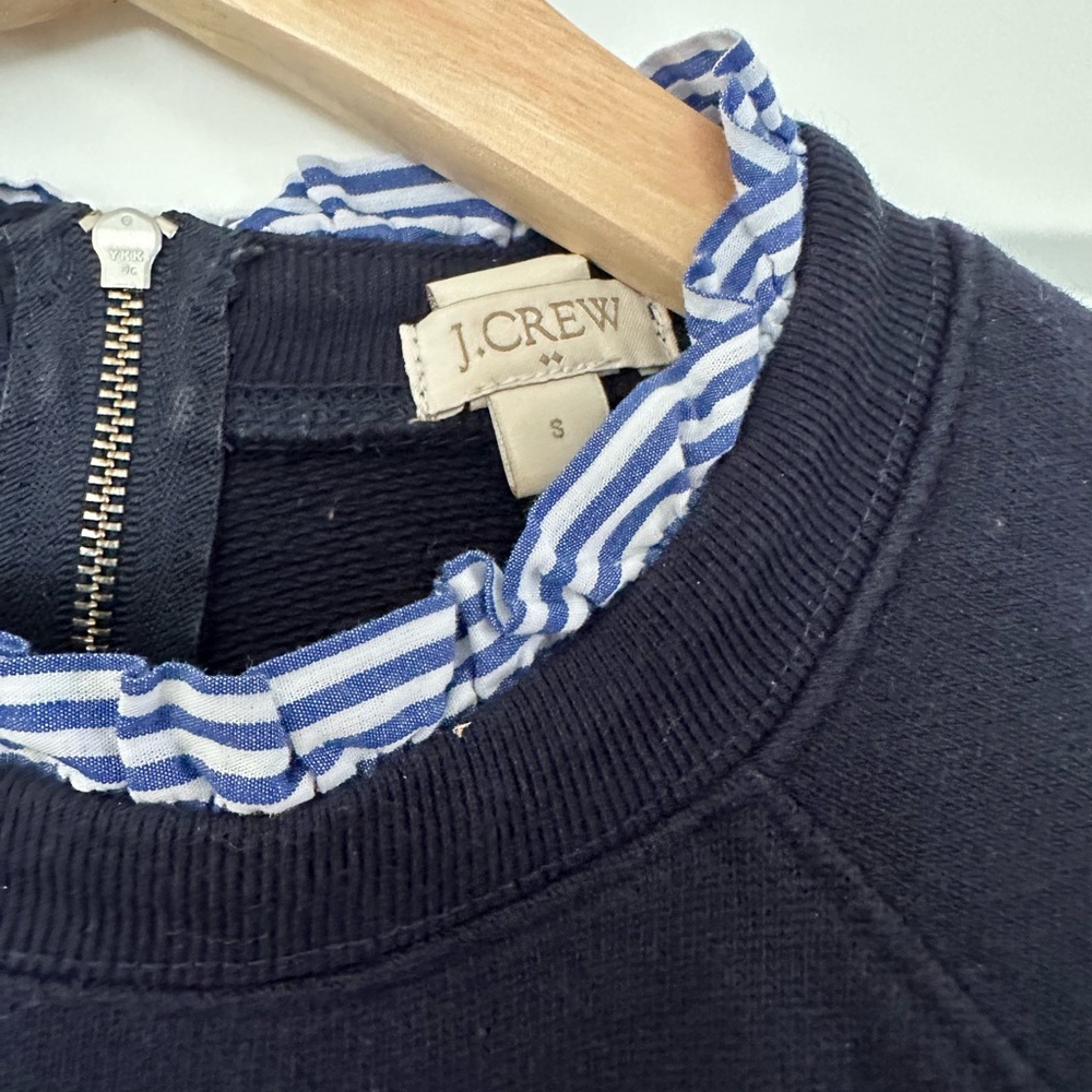 J. Crew Blue Sweatshirt with Ruffles - Picture 3 of 5
